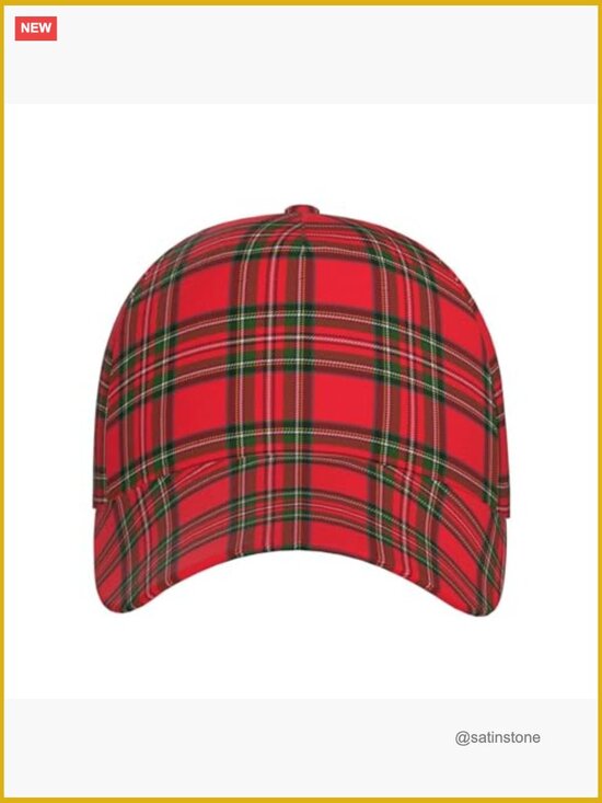 Vintage Plaid Adjustable Baseball Cap, Unisex Dad Hat, Polyester, Snapback main image 5